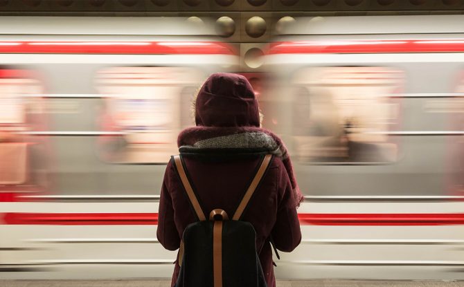 Commuting Student Waiting for Public Transit