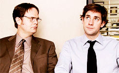 the office, dwight and jim laughing