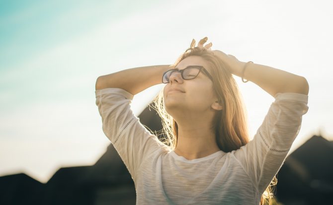 stress free second semester, woman with hands on her head